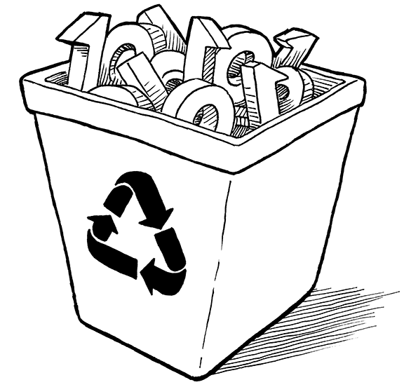 A recycle bin full of bits.